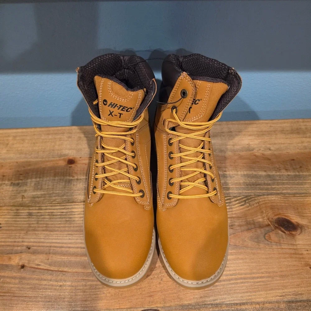 Hi-Tec Mens M Cade 7in Steel Toe Work Boot Wheat Waterproof Oil Resistant 9M